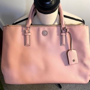 Tory Burch Pink Saffiano Leather Tote